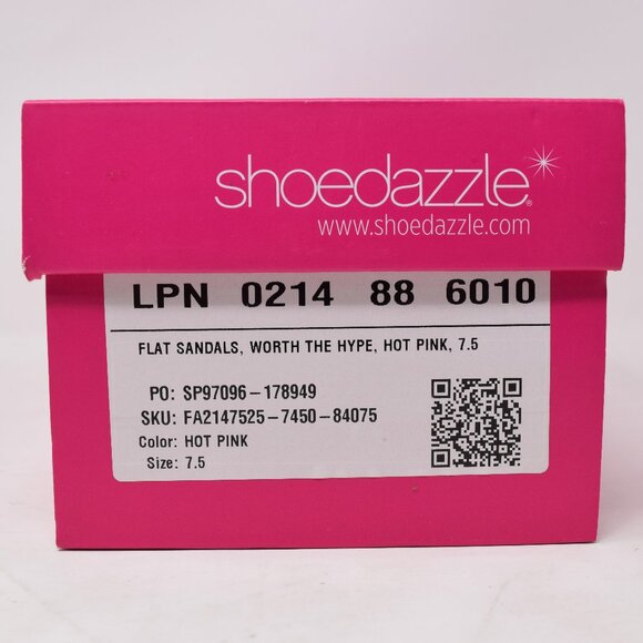 Shoe Dazzle Flat Sandals Worth The Hype Hot Pink 7.5 Studs Strappy New Toe Loop - Picture 11 of 12